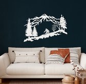 Wanddecoratie |Skiër /  Skier | Metal - Wall Art | Muurdecoratie | Woonkamer |Wit| 60x38cm