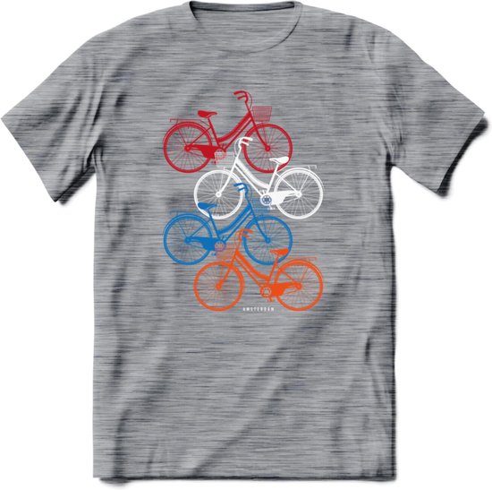 T-shirt Amsterdam Bike City | Souvenirs Holland Vêtements | Dames / Hommes / Chemise unisexe King's Day | Cadeau drôle de pays de bicyclette des Pays Nederland | - Grijs foncé - Sol - S