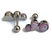 Helix piercing opaal roze chirurgisch staal links