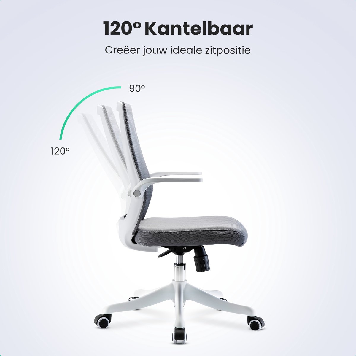 Ergonomische Bureaustoel Comfort Grijs met Wieltjes - afbeelding 2