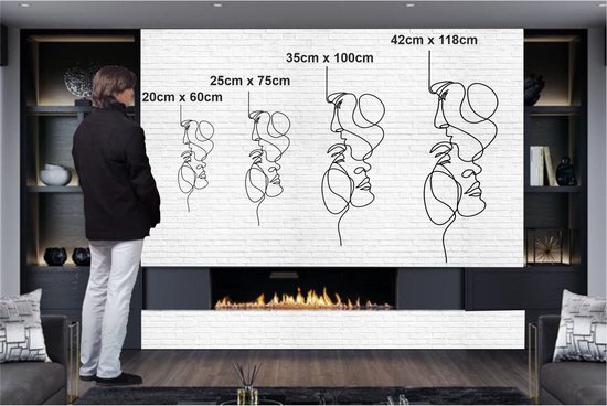 Décoration murale | Deux visages / Deux Face  | Métal - Art mural | Décoration murale | Salle de séjour |Noir| 25x75cm