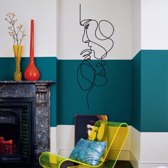 Décoration murale | Deux visages / Deux Face  | Métal - Art mural | Décoration murale | Salle de séjour |Noir| 25x75cm