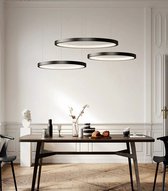 3 Ringen - Hanglamp - Kroonluchter - Woonkamerlamp - Zwart - Moderne lamp - Led verlichting - Dimbaar Met Afstandsbediening