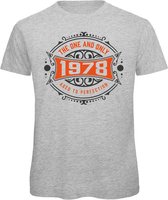 1978 The One And Only | Feest Kado T-Shirt Heren - Dames | Antraciet - Oranje | Perfect Verjaardag Cadeau Shirt | Grappige Spreuken - Zinnen - Teksten | Maat 3XL