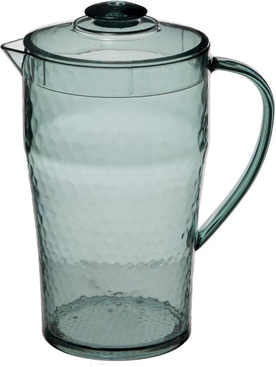 Carafe à jus/pichet avec couvercle 2 litres vert transparent - Dimensions :  20 x 13 x... | bol.com