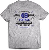 49 Jaar Legend - Feest kado T-Shirt Heren / Dames - Antraciet Grijs / Donker Blauw - Perfect Verjaardag Cadeau Shirt - grappige Spreuken, Zinnen en Teksten. Maat M