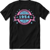 1954 Premium Quality | Feest Kado T-Shirt Heren - Dames | Licht Roze - Licht Blauw | Perfect Verjaardag Cadeau Shirt | Grappige Spreuken - Zinnen - Teksten | Maat XXL