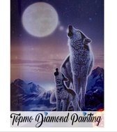 TOPMO - Huilende wolven - Diamond painting- HQ Diamond Painting pakket - VOLLEDIG dekkend - Diamant Schilderen - voor Volwassenen – ROND- 40X50CM