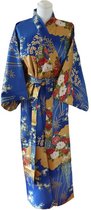 DongDong - Originele Japanse kimono - Katoen - Bloemen motief - Blauw - L/XL