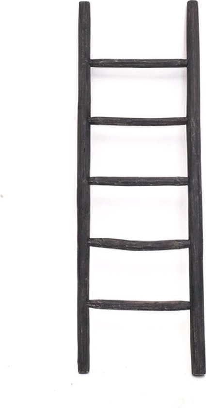 Houten decoratie ladder | Rustiek Zwart | 50x5x175
