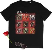 T Shirt Heren - T Shirt Dames - Rolling Stones - Zwart - Maat M