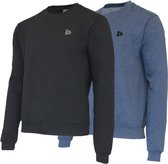 2 Pack Donnay - Fleece sweater ronde hals - Dean - Heren - Maat M - Black & Dark blue marl (250)