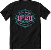 1941 The One And Only | Feest Kado T-Shirt Heren - Dames | Cobalt - Licht Roze | Perfect Verjaardag Cadeau Shirt | Grappige Spreuken - Zinnen - Teksten | Maat S