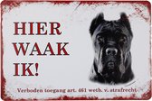 Hier waak ik Cane Corso - Metalen bord - Wandbord - Metalen borden - Decoratie - 20 x 30cm - Wandborden - Metalen decoratie - Cadeau - Honden bordje - UV bestendig - Eco vriendelij