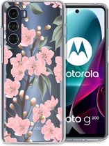iMoshion Hoesje Geschikt voor Motorola Moto G200 Hoesje Siliconen - iMoshion Design hoesje - Roze / Cherry Blossom