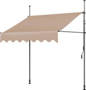 luifel - 3 x 1,2 m beige - Scharnierende luifel - balkon luifel - met frame - in hoogte verstelbaar - UV bestendig, Metaal en polyester, zonder boren