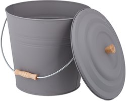 asemmer met deksel - 12 liter - staal - open haard - kolenemmer - pelletemmer