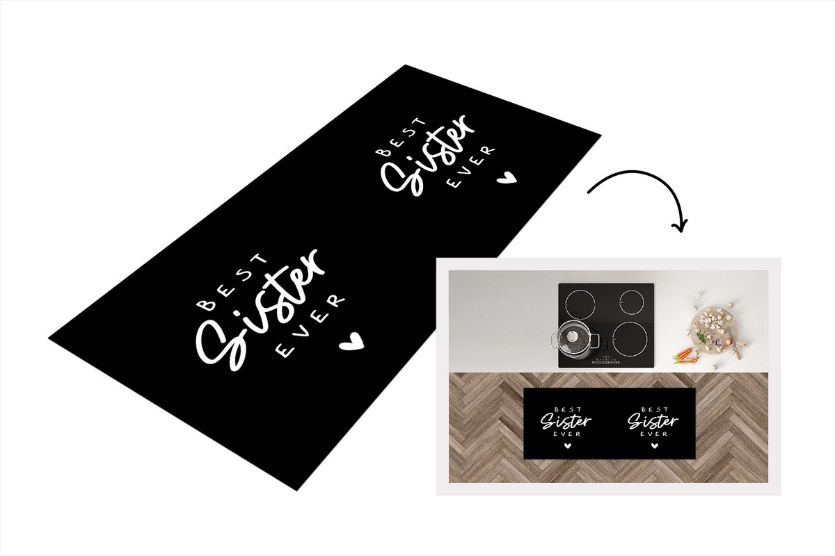 KitchenYeah Keukenloper - Loper keuken - Best sister ever - Quotes - Spreuken - Zussen - 120x50 cm - Keukenloper vinyl Multicolor