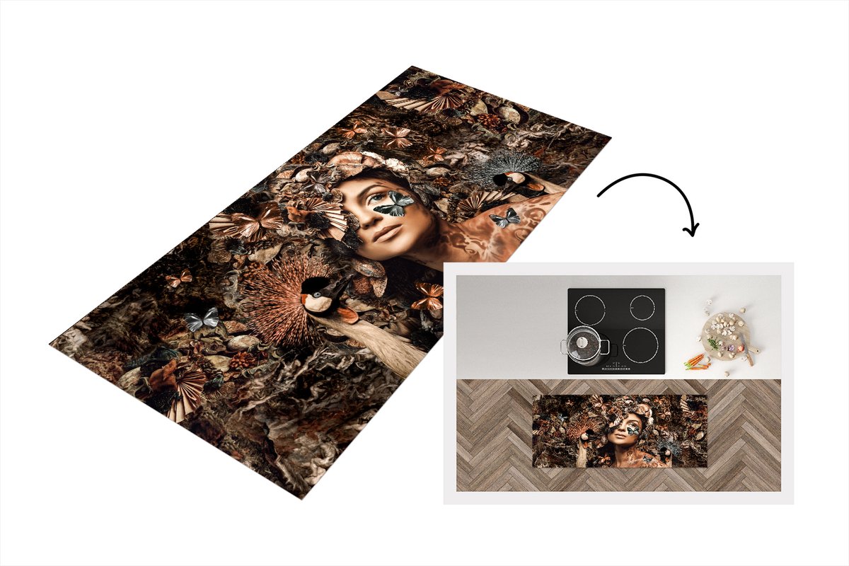 KitchenYeah Keukenloper - Loper keuken - Vrouw - Luxe - Dieren - Keukenloper vinyl multicolor, foto 2
