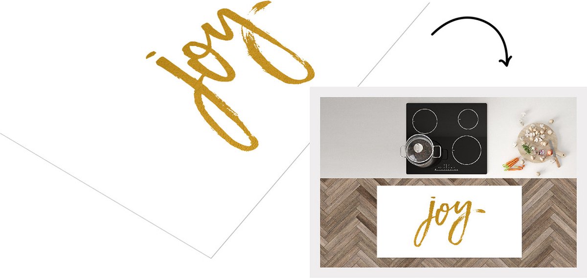 KitchenYeah Keukenloper - Loper keuken - Kerstmis - Joy - Goud - Spreuken - Quotes - 120x60 cm - Keukenloper vinyl Multicolor