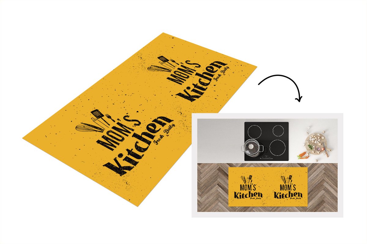 KitchenYeah Keukenloper - Loper keuken - Keuken - Mam - Moeder - Vintage - 120x60 cm - Keukenloper vinyl - Cadeau voor vrouw Multicolor