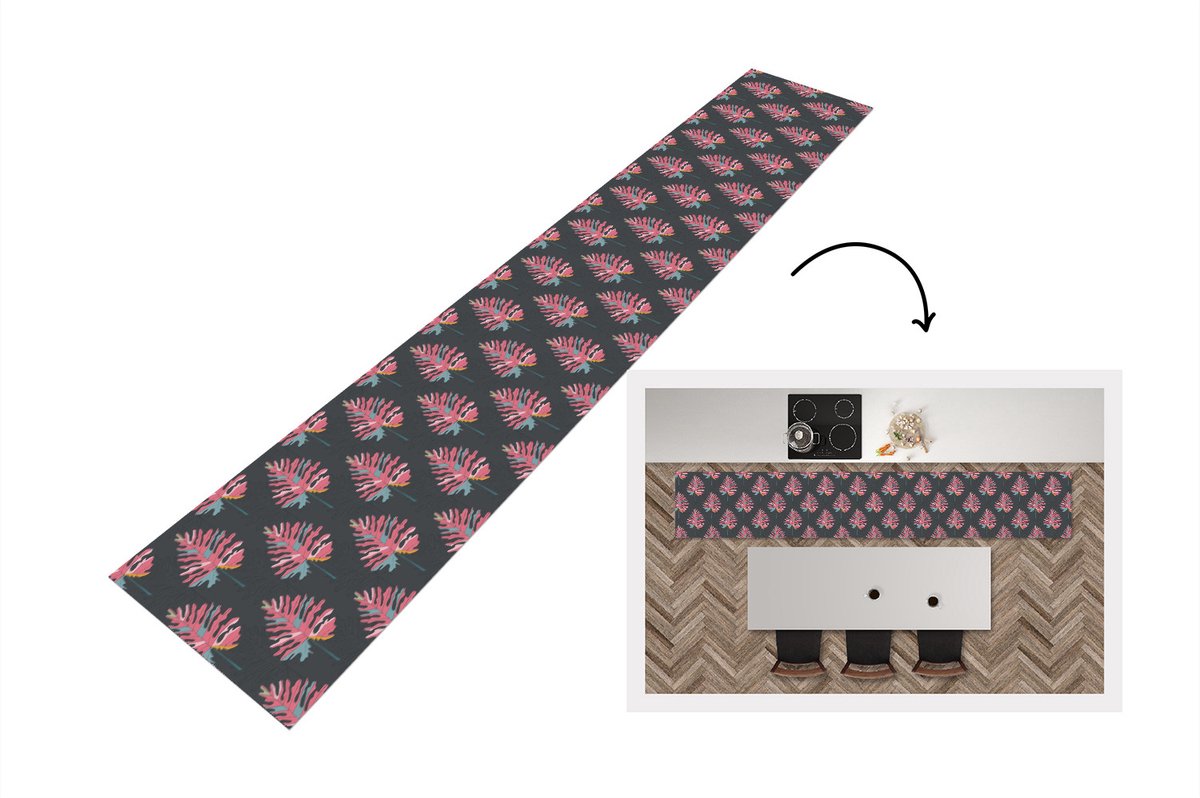 KitchenYeah Keukenloper - Loper keuken - Blad - Boom - Patroon - Roze - Keukenloper vinyl, foto 4