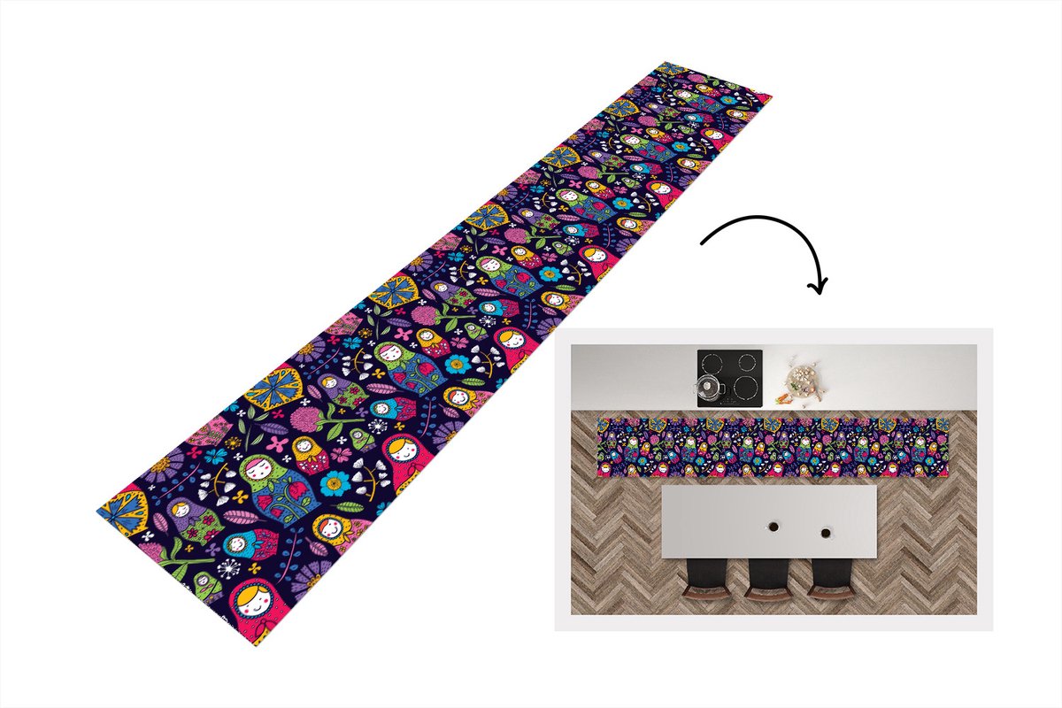 KitchenYeah Keukenloper - Loper keuken - Matroesjka - Rusland - Bloemen - Keukenloper vinyl multicolor, foto 7