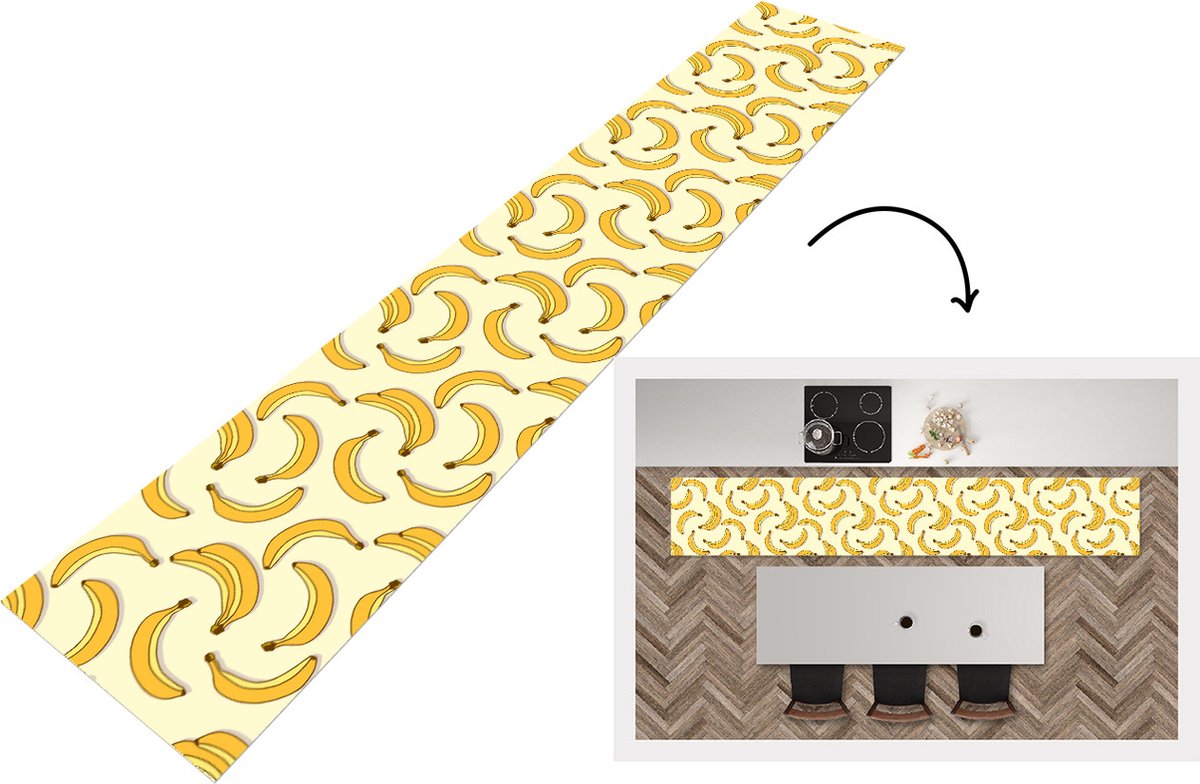 KitchenYeah Keukenloper - Loper keuken - Fruit - Design - Banaan - 300x50 cm - Keukenloper vinyl Multicolor