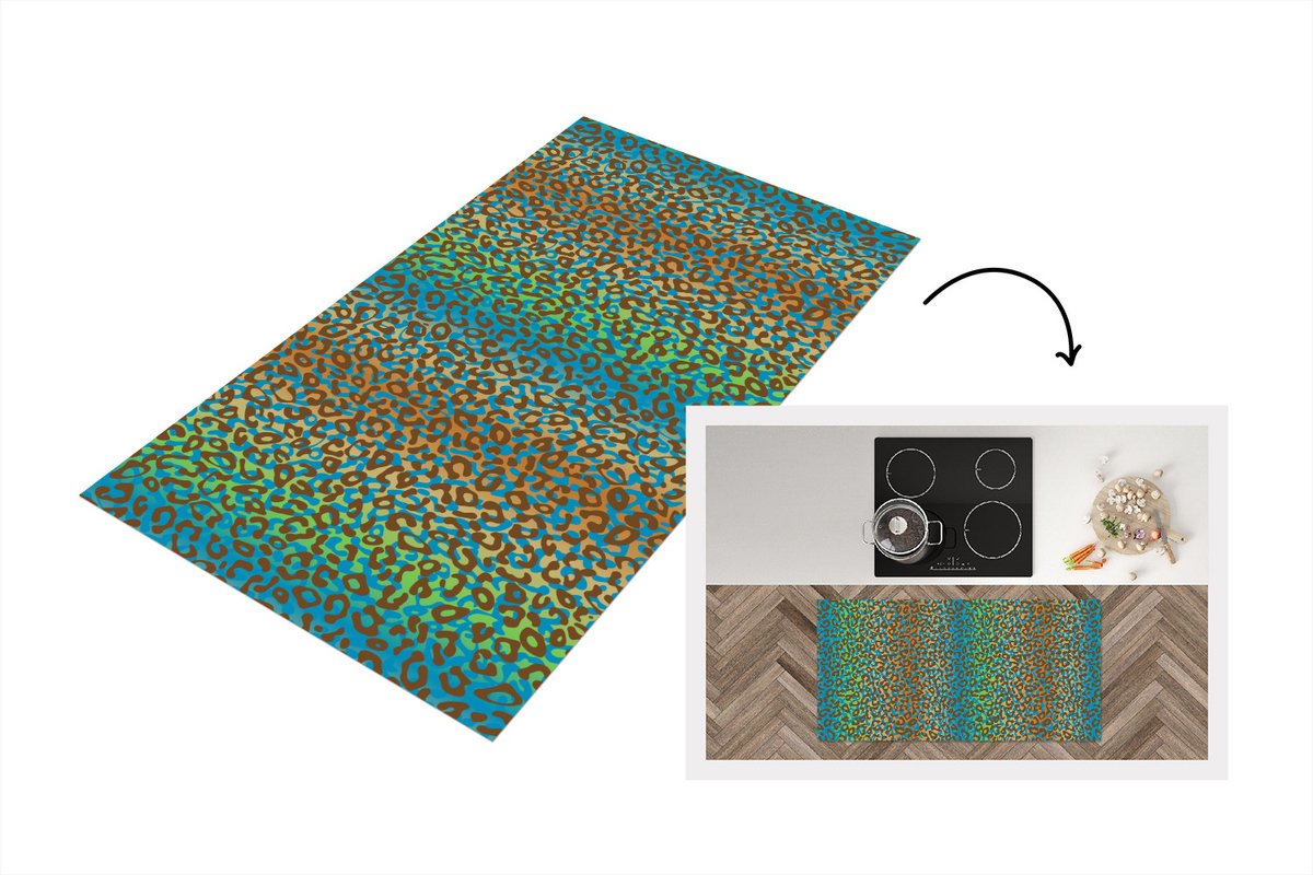 KitchenYeah Keukenloper - Loper keuken - Patroon - Panter - Abstract - 120x60 cm - Keukenloper vinyl Multicolor