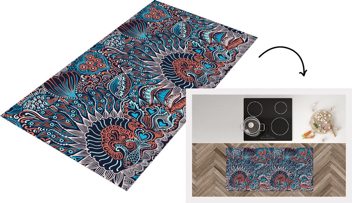 Keukenloper - Loper keuken - Vis - Koraal - Onderwater - Abstract - Patroon - 120x60 cm -