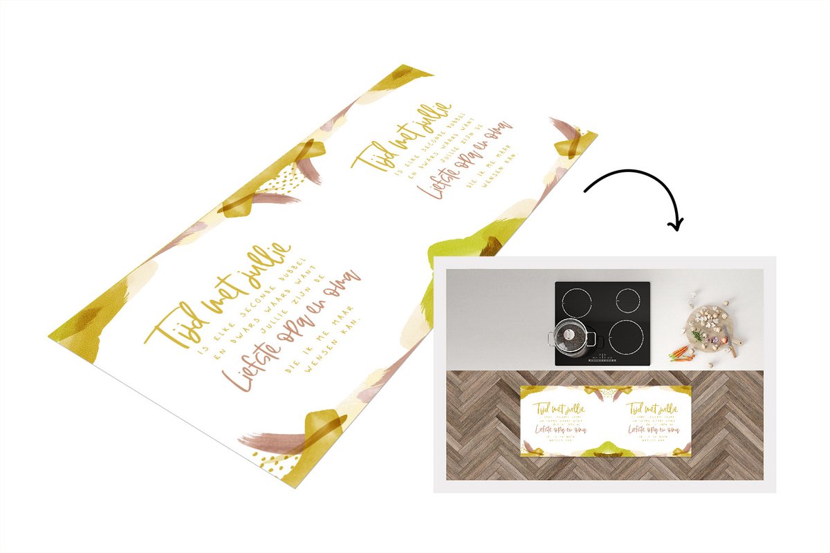 KitchenYeah Keukenloper - Loper keuken - Quotes - Groen - 'Tijd met jullie.... liefste opa en oma' - Spreuken - 120x50 cm - Keukenloper vinyl Multicolor