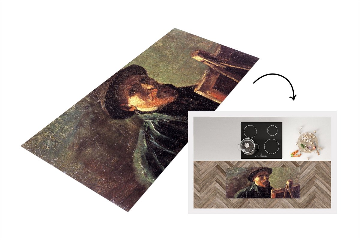 KitchenYeah Keukenloper - Loper keuken - Zelfportret als schilder - Vincent van Gogh - 120x50 cm - Keukenloper vinyl Multicolor