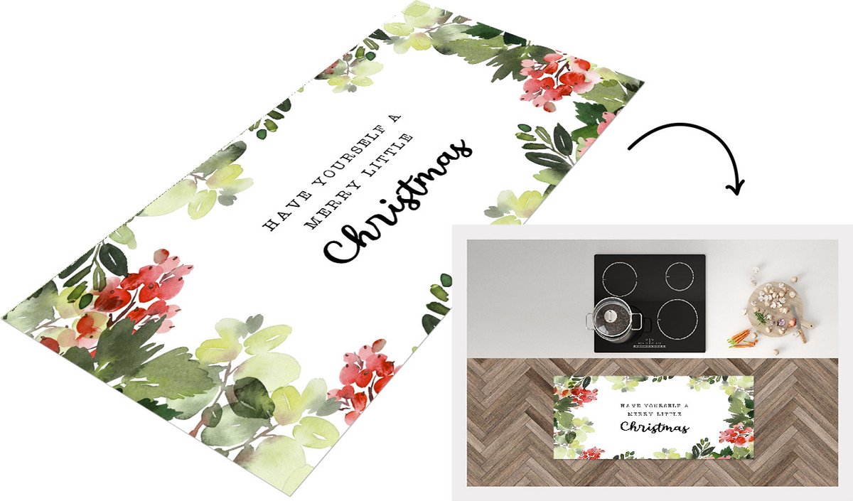 KitchenYeah Keukenloper - Loper keuken - Natuur - Kerstmis - Quote - 120x50 cm - Keukenloper vinyl Multicolor
