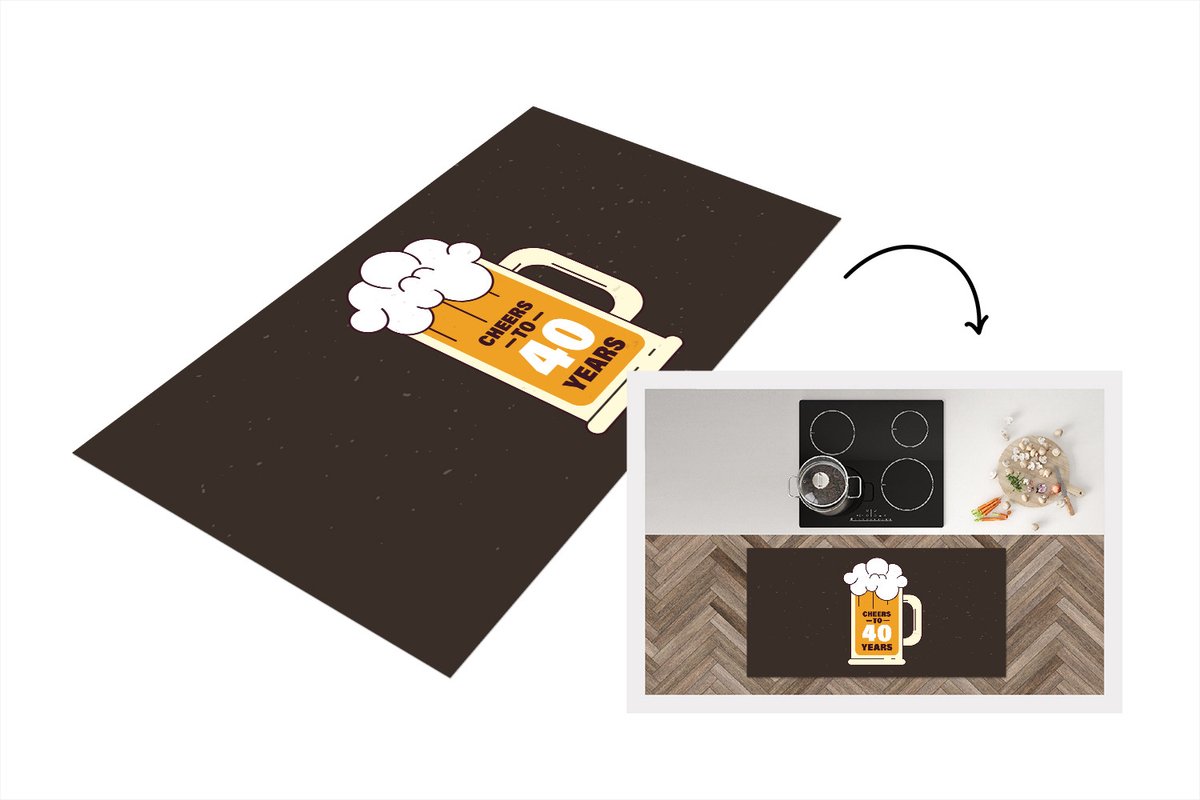 KitchenYeah Keukenloper - Loper keuken - Verjaardag - 40 Jaar - Jubileum - 120x60 cm - Keukenloper vinyl Multicolor