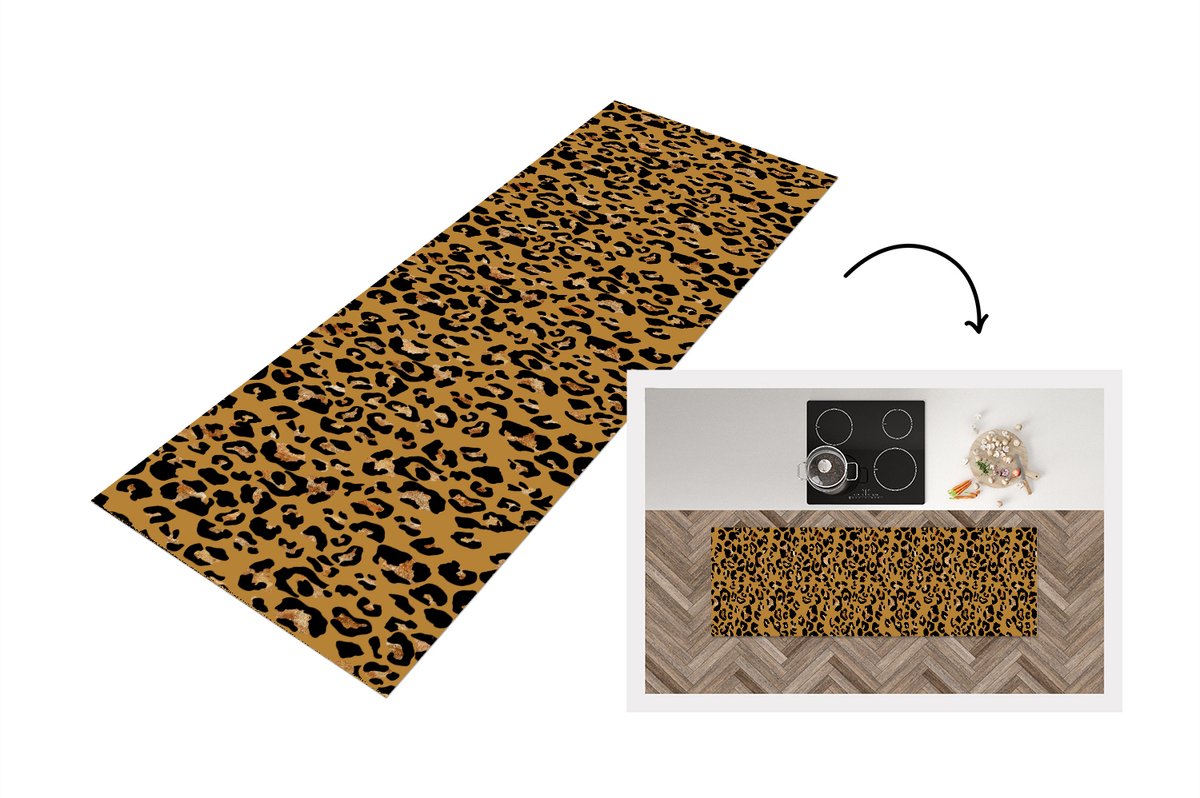 KitchenYeah Keukenloper - Loper keuken - Panterprint - Luxe - Patronen - 180x60 cm - Keukenloper vinyl Multicolor