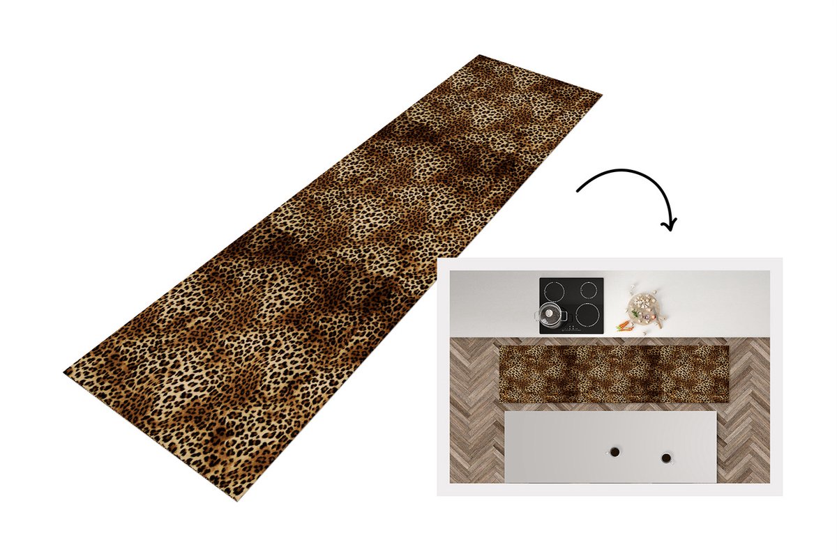 Keukenloper - Loper keuken - Luipaard - Patronen - Dieren - 200x50 cm - Keukenloper vinyl