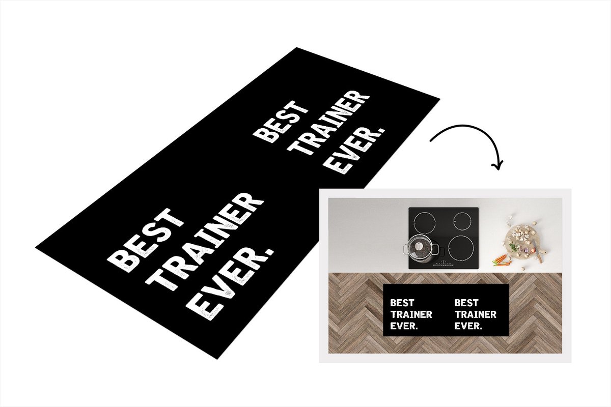 KitchenYeah Keukenloper - Loper keuken - Quotes - Beste - Trainer - 120x50 cm - Keukenloper vinyl Multicolor