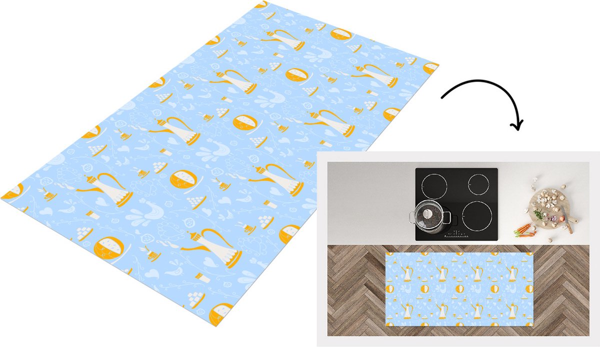 KitchenYeah Keukenloper - Loper keuken - Patronen - High tea - Thee - 120x60 cm - Keukenloper vinyl Multicolor