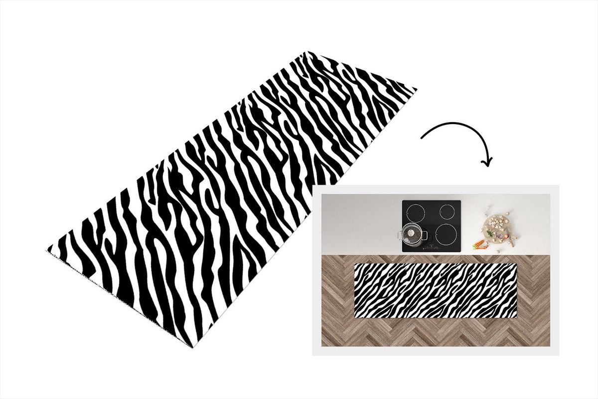 KitchenYeah Keukenloper - Loper keuken - Dieren - Zebra - Design - 180x60 cm - Keukenloper vinyl Multicolor