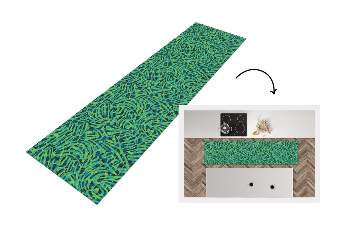KitchenYeah Keukenloper - Loper keuken - Jungle - Dieren - Patroon - 200x50 cm - Keukenloper vinyl Multicolor