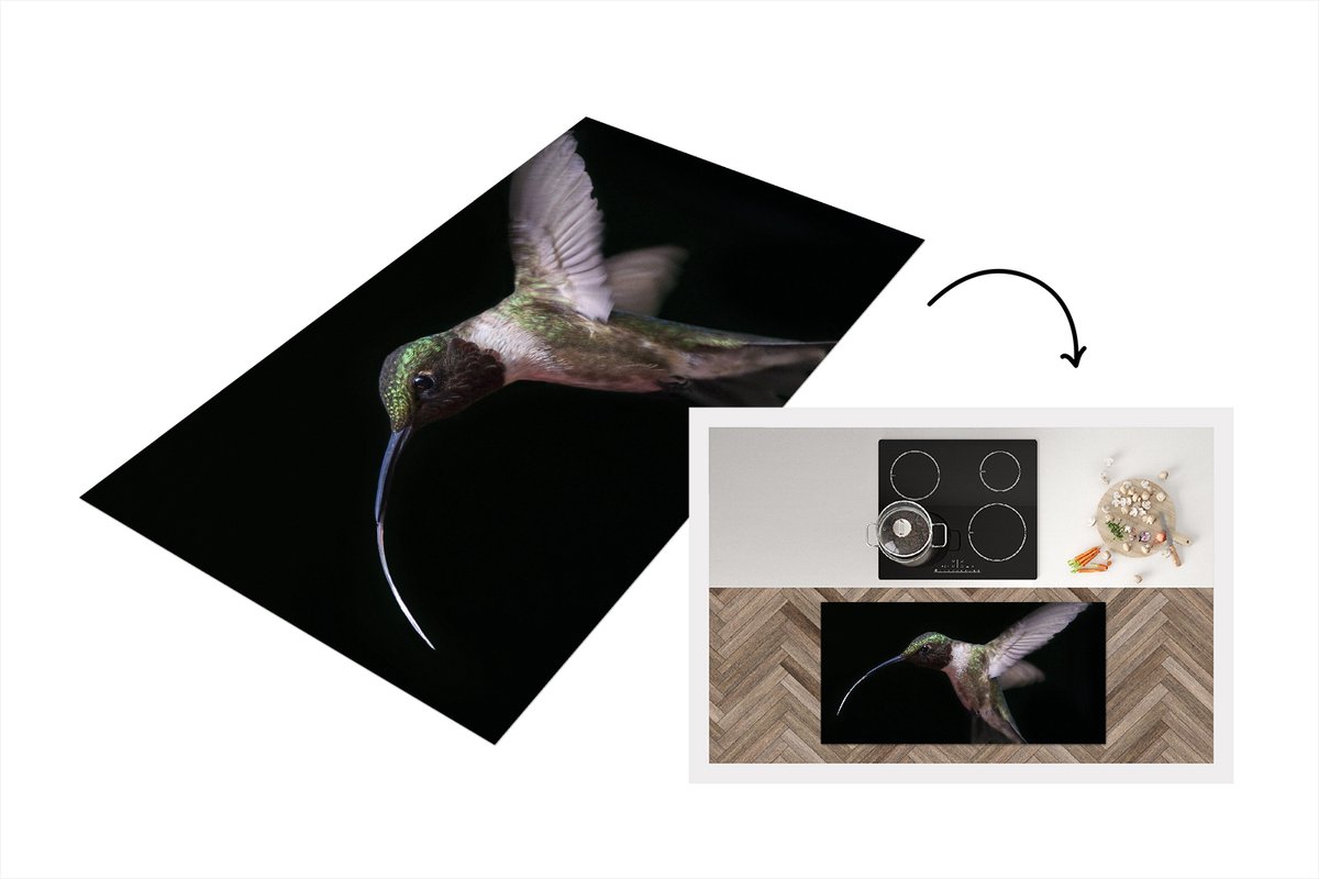 KitchenYeah Keukenloper - Loper keuken - Kolibrie - Vogel - Veren - 120x60 cm - Keukenloper vinyl Multicolor