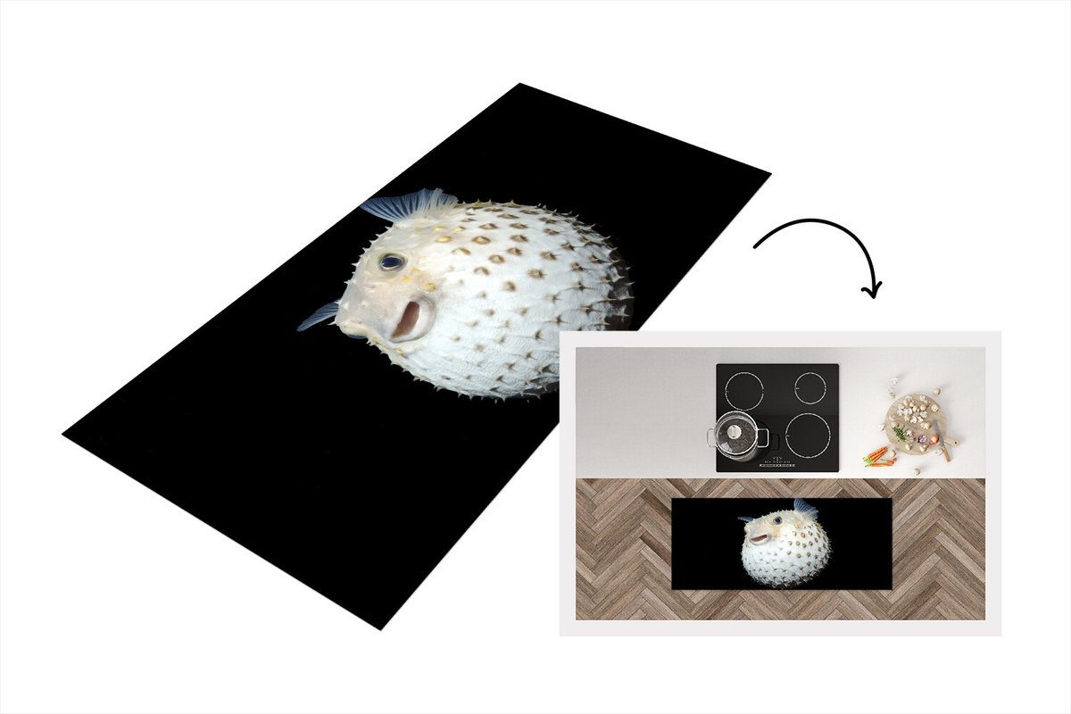 KitchenYeah Keukenloper - Loper keuken - Vis - Zeedieren - Portret - 120x50 cm - Keukenloper vinyl Multicolor
