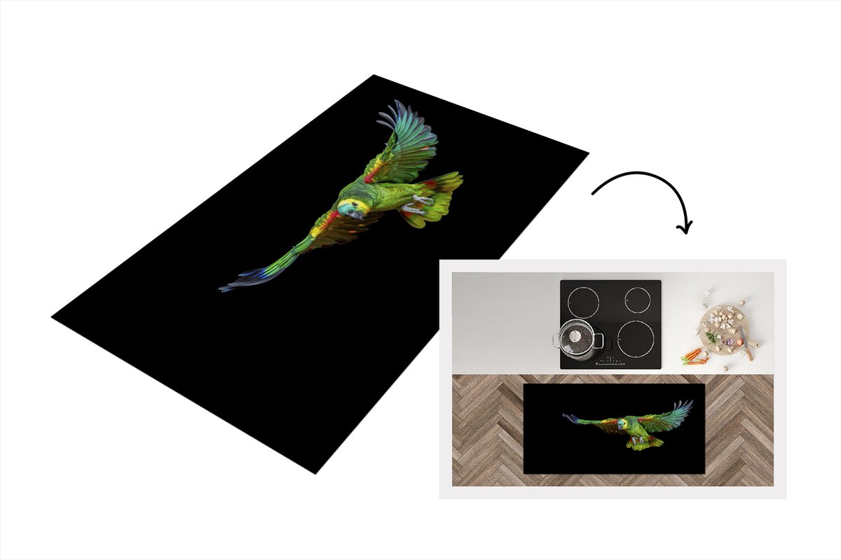 KitchenYeah Keukenloper - Loper keuken - Papegaai - Vogel - Veren - 120x60 cm - Keukenloper vinyl Multicolor