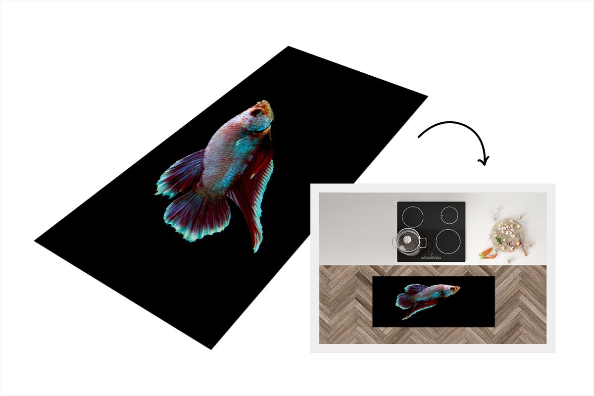 KitchenYeah Keukenloper - Loper keuken - Vis - Dieren - Licht - 120x50 cm - Keukenloper vinyl Multicolor