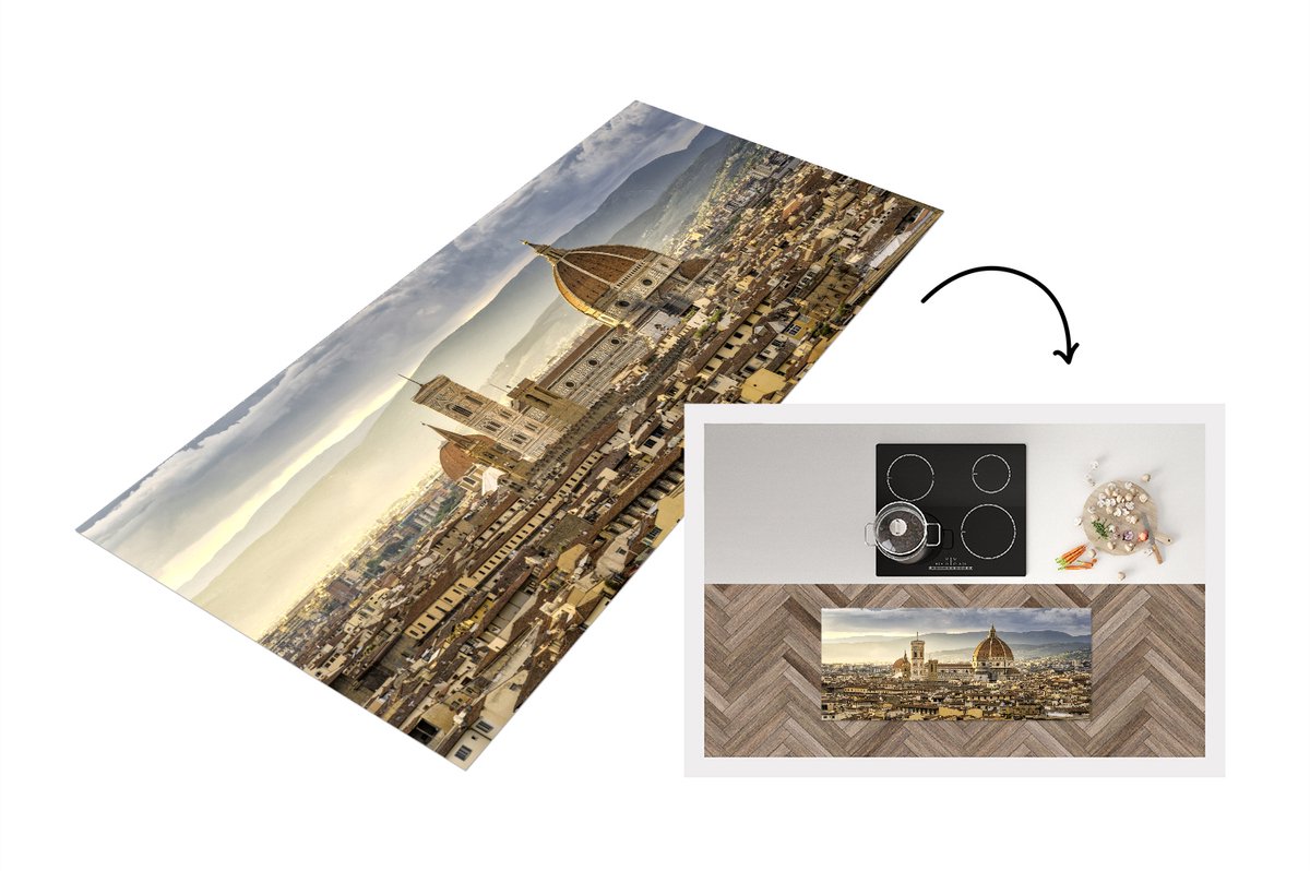 KitchenYeah Keukenloper - Loper keuken - Italië - Zonsondergang - Florence - 120x50 cm - Keukenloper vinyl Multicolor