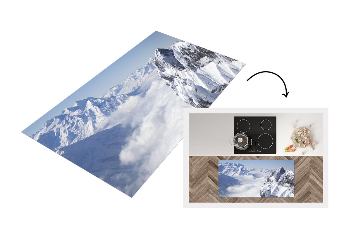 KitchenYeah Keukenloper - Loper keuken - Alpen - Sneeuw - Berg - 120x60 cm - Keukenloper vinyl Multicolor