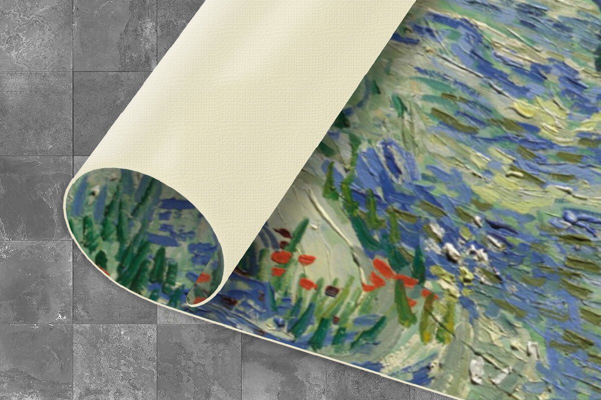 KitchenYeah Keukenloper - Loper keuken - De Olijfgaard - Vincent van Gogh - 120x50 cm - Keukenloper vinyl Multicolor