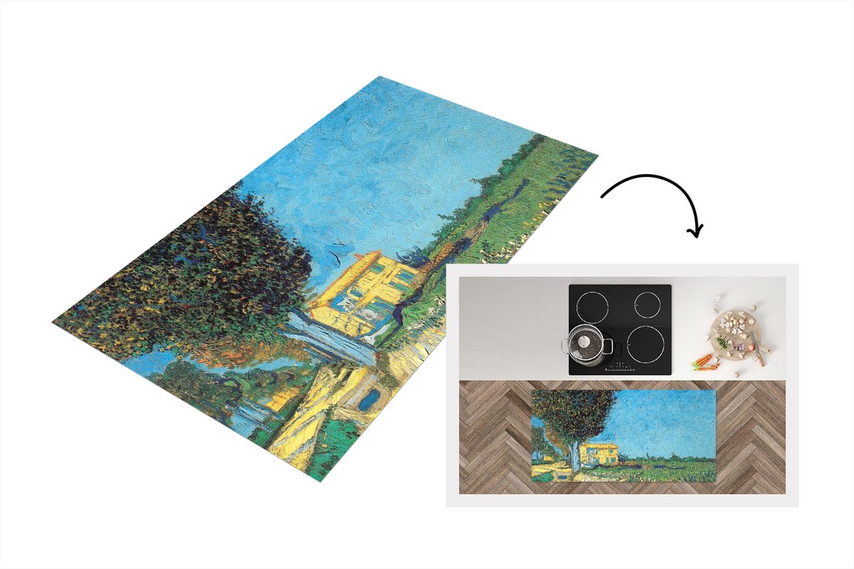 KitchenYeah Keukenloper - Loper keuken - De laan vlakbij Arles - Vincent van Gogh - 120x60 cm - Keukenloper vinyl Multicolor