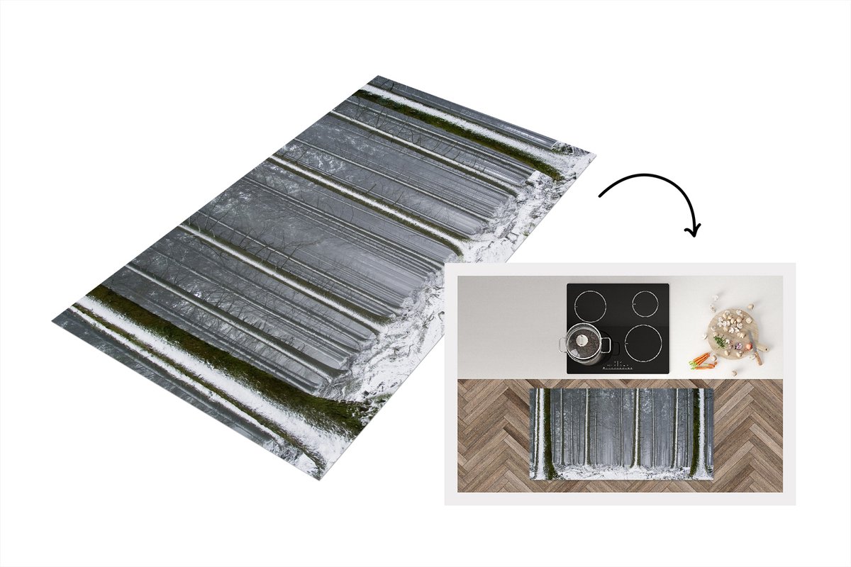 KitchenYeah Keukenloper - Loper keuken - Bomen - Winter - Sneeuw - 120x60 cm - Keukenloper vinyl Multicolor