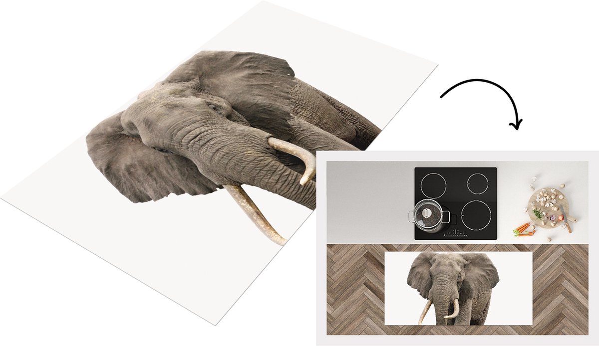 KitchenYeah Keukenloper - Loper keuken - Olifant - Wanddecoratie - Woonkamer - Slaapkamer - 120x60 cm - Keukenloper vinyl Multicolor